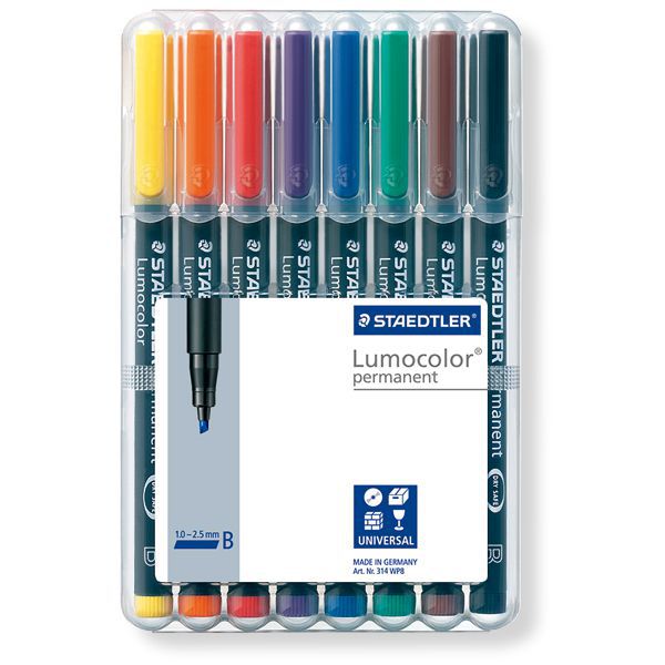 STAEDTLER（ステッドラー） ルモカラーペン 太書きB 314WP8 8色セット