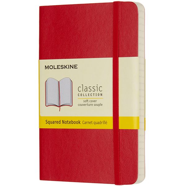 【ポイント15倍】MOLESKINE（モレスキン） ポケットサイズ ソフトカバー カラーノートブック スクエアード＜方眼＞ QP612F2 5180163 スカーレットレッド