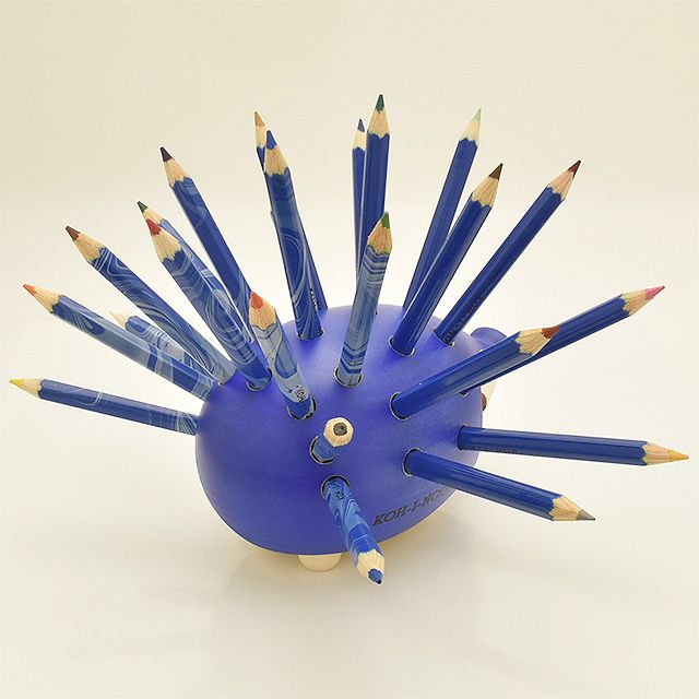 KOH-I-NOOR（コヒノール） ハリネズミ型色鉛筆スタンド ブルー 24本セット KH9960M02