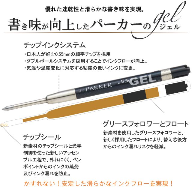 PARKER（パーカー）ジェルペン替芯 1本入り F ブラック 2020762