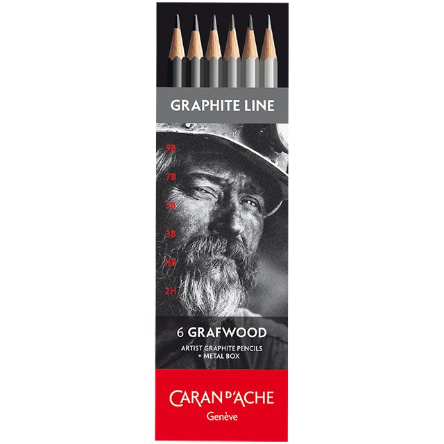 CARAN D'ACHE（カランダッシュ） 鉛筆 グラファイトライン 0775-306 グラフウッド メタルボックス 6本入り