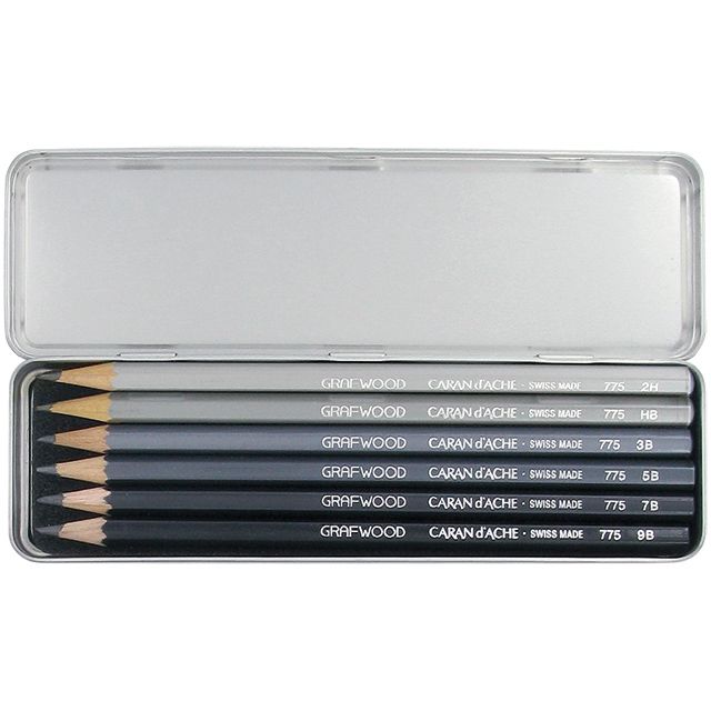 CARAN D'ACHE（カランダッシュ） 鉛筆 グラファイトライン 0775-306 グラフウッド メタルボックス 6本入り