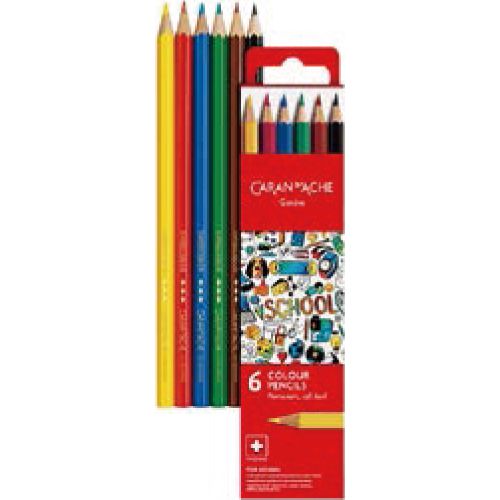 CARAN D'ACHE（カランダッシュ） 色鉛筆 スクールライン 油性色鉛筆 1291-706 6色セット 紙箱入