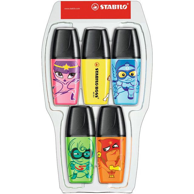 STABILO（スタビロ） 蛍光ペン ボス ミニ ヒーローズ 07-05-05 5色セット ケース入り