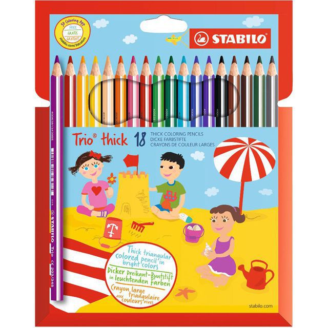 STABILO（スタビロ） 色鉛筆 トリオシック 203-18-01 18色セット ケース入り