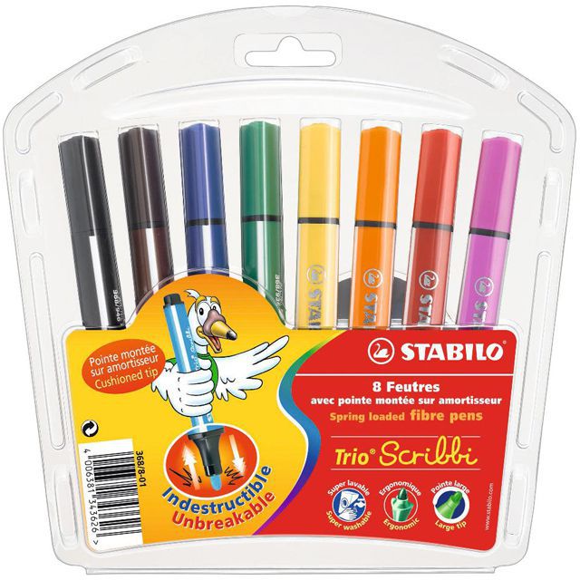 STABILO（スタビロ） ファイバーチップペン トリオ スクリビ 368-8-03 8色セット ケース入り