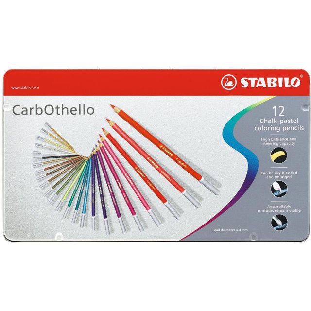 STABILO（スタビロ） 色鉛筆 カーブオテロ 1412-6 12色セット 缶ケース入り