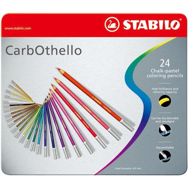 スタビロ 色鉛筆 カーブオテロ 1424-6 24色セット 缶ケース入り