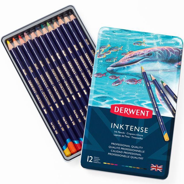 DERWENT（ダーウェント） 色鉛筆 インクテンスペンシル 0700928 12色セット メタルケース