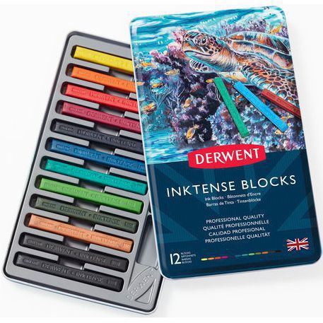 DERWENTART（ダーウェント） 色鉛筆 インクテンスブロック 2300442 12色セット メタルケース
