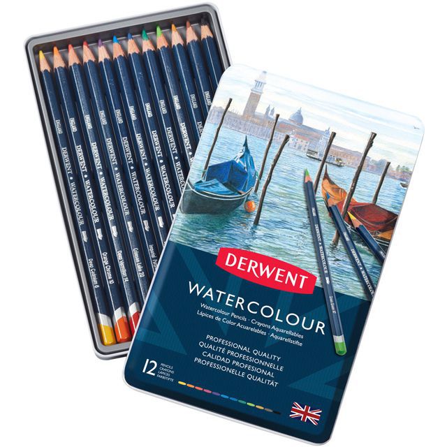 DERWENTART 色鉛筆 ダーウェント 水彩色鉛筆 ウォーターカラー 12色セット メタルケース | 世界の筆記具ペンハウス