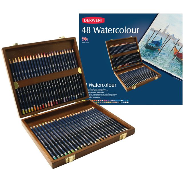 DERWENTART 色鉛筆 ダーウェント 水彩色鉛筆 ウォーターカラー 48色セット ウッドボックス | 世界の筆記具ペンハウス