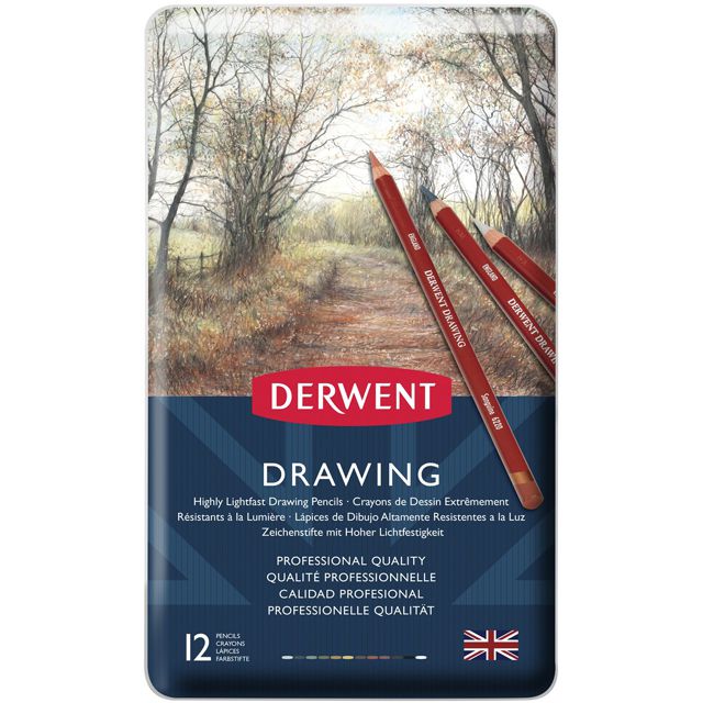 DERWENT（ダーウェント） 色鉛筆 ドローイングペンシル 0700671 12色セット メタルケース