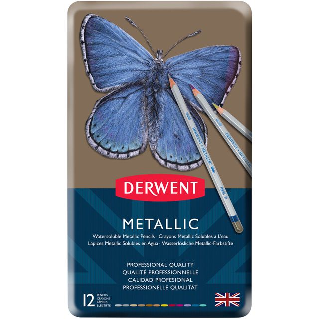 DERWENT（ダーウェント） 色鉛筆 メタリック 0700456 12色セット メタルケース