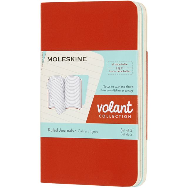 MOLESKINE（モレスキン） Xスモールサイズ ヴォラン ジャーナル ルールドノートブック＜横罫＞ QP701F16B24 5180939 コラールオレンジ/アクアマリンブルー 2冊セット