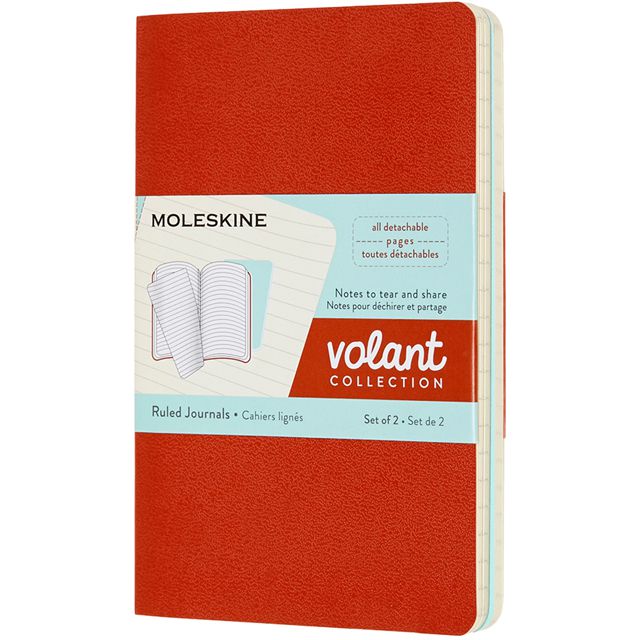 MOLESKINE（モレスキン） ポケットサイズ ヴォラン ジャーナル ルールドノートブック＜横罫＞ QP711F16B24 5180945 コラールオレンジ/アクアマリンブルー 2冊セット