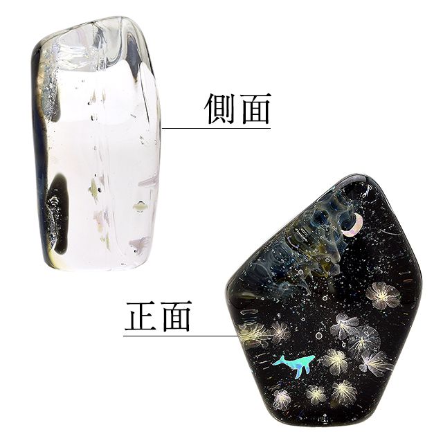 glass工房ココロイロ ペーパーウェイト 星空クジラ、花咲かす