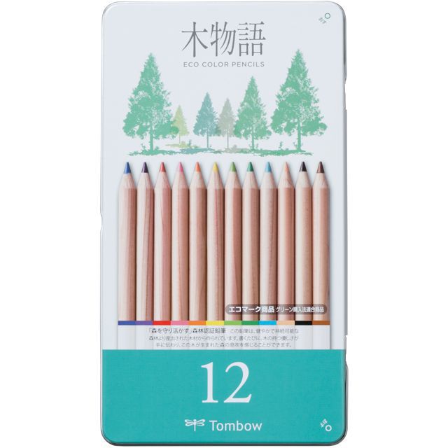 TOMBOW（トンボ鉛筆） 色鉛筆 森林認証鉛筆 S木物語 缶入色鉛筆 12色 CB-RS12C