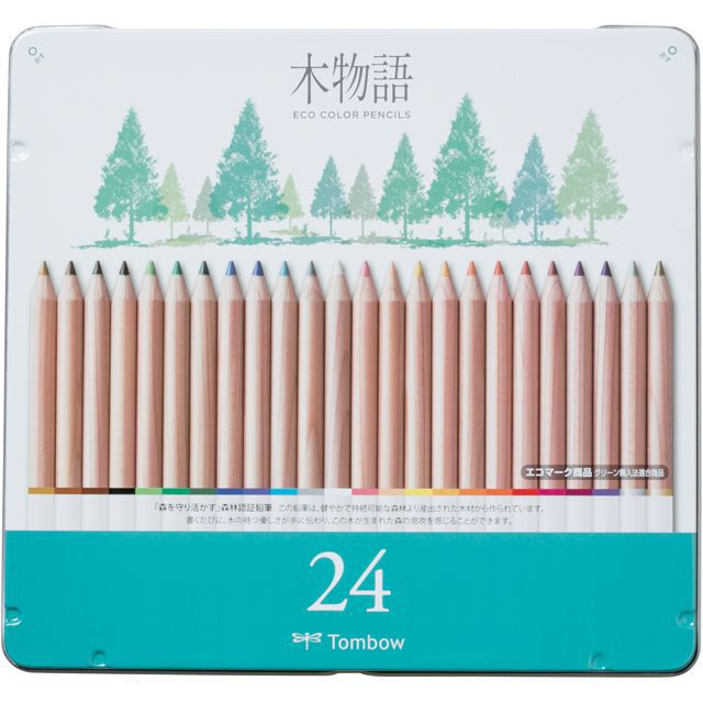 TOMBOW（トンボ鉛筆） 色鉛筆 森林認証鉛筆 S木物語 缶入色鉛筆 24色 CB-RS24C