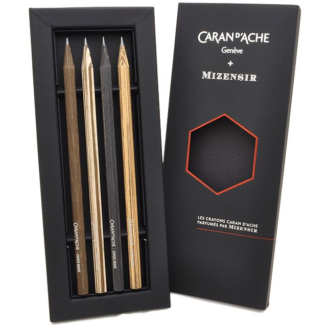 アインシュタインの木彫りの鉛筆縦 CARAN D'ACHE カランダッシュ 鉛筆 ペンシル エディション 8 4本セット