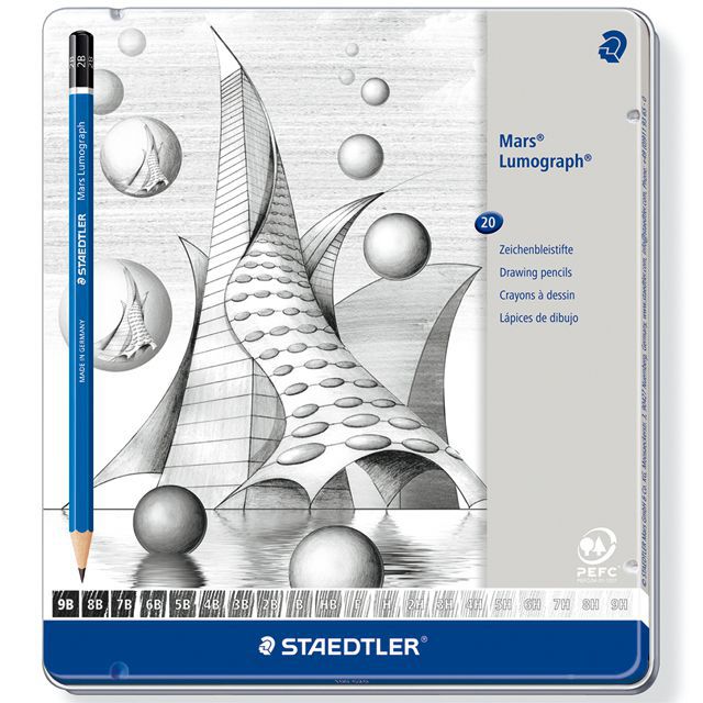 STAEDTLER ステッドラー 鉛筆 マルス ルモグラフ 製図用高級鉛筆 100 G20 20硬度セット 缶ケース入り | 世界の筆記具ペンハウス