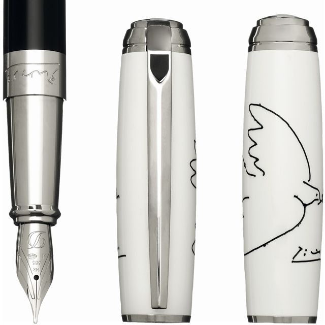 S.T Dupont（エス・テー・デュポン） 万年筆 限定品 ピカソ コレクション ラインD DOVE 平和の鳩 ラージ ブラック・ホワイトラッカー＆パラディウム 410050L