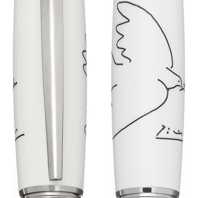 S.T Dupont（エス・テー・デュポン） ボールペン 限定品 ピカソ コレクション ラインD DOVE 平和の鳩 ラージ ブラック・ホワイトラッカー＆パラディウム 415050L