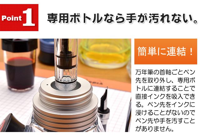 専用ボトルなら手が汚れない。