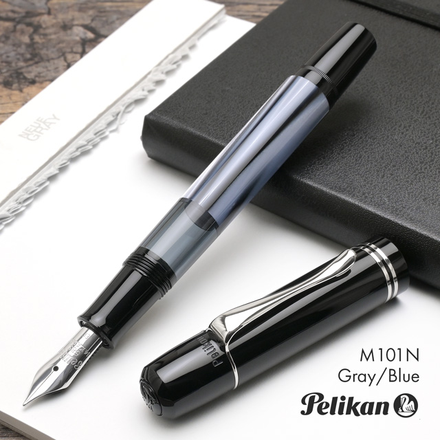 Pelikan ペリカン 万年筆 特別生産品 M101N 万年筆 グレー/ブルー