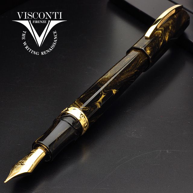 Visconti ビスコンティ 万年筆 メディチ 万年筆 ゴールデン ブラック オーバーサイズ 世界の筆記具ペンハウス