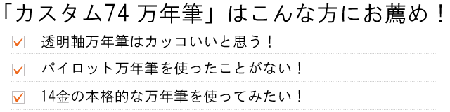 「カスタム74万年筆」はこんな方にお薦め！