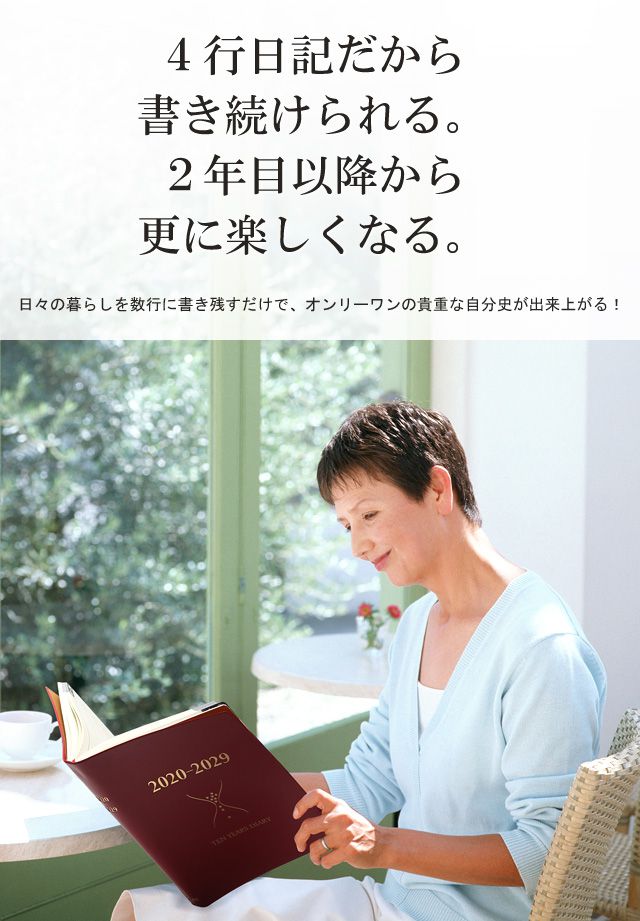 ４行日記だから簡単に書き続けられる。２年目以降から更に楽しくなる。