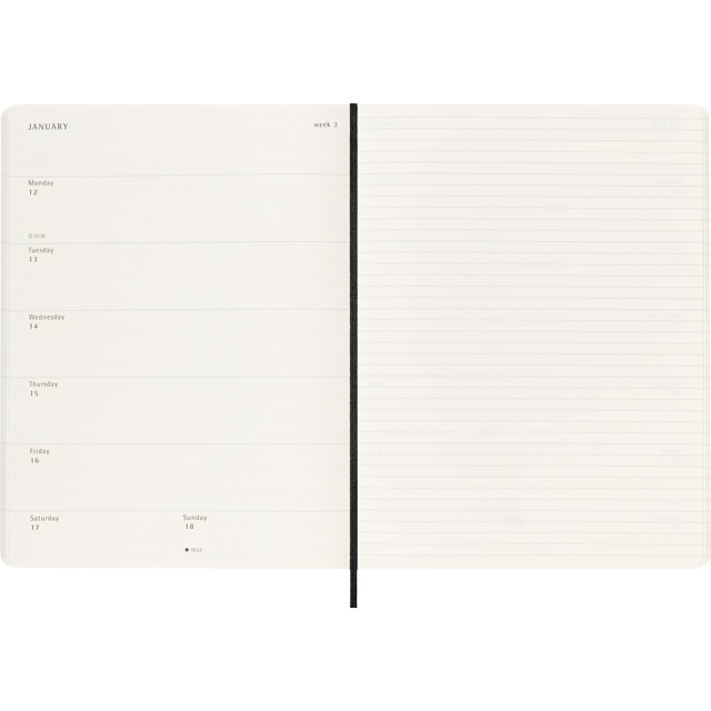 MOLESKINE（モレスキン）2025年7月はじまり ウィークリーダイアリー ソフトカバー Ｘラージサイズ ブラック DSB18WN4Y26