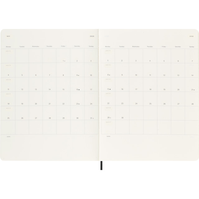 MOLESKINE（モレスキン）2025年7月はじまり ウィークリーダイアリー ソフトカバー Ｘラージサイズ ブラック DSB18WN4Y26