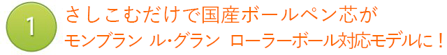 さしこむだけで国産ボールペン芯がモンブラン対応モデルに！