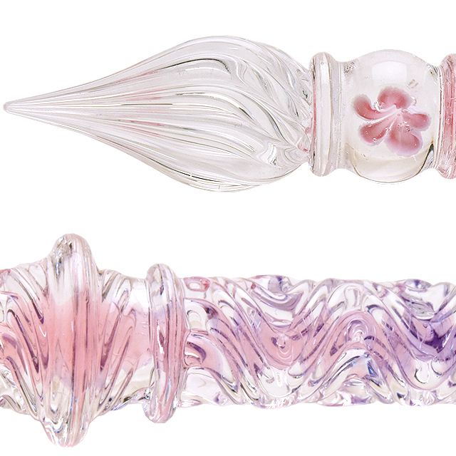 ガラス工房 Luc ガラスペン 透線 水中花 ピンク パープル 世界の筆記具ペンハウス