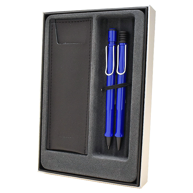 ラミー ボールペン＆0.5mmペンシル 限定品 新学期ギフトセット 第二弾　サファリ　L214　L114　ブルー+ブラックレザーペンケース