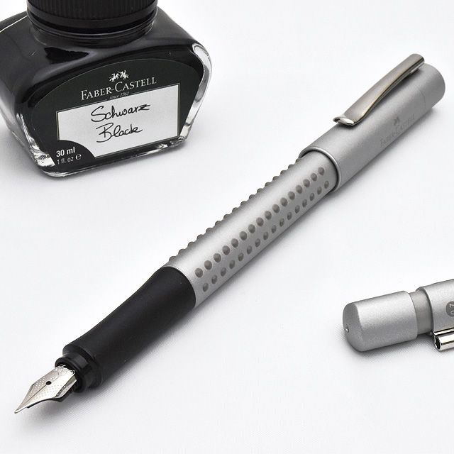 ファーバーカステル 新学期セット 2020 グリップ2011シルバー万年筆+ペンシル+ボトルインク(ブラック/30ml)+コンバーター ギフト缶付き