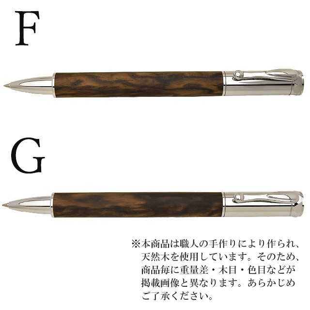工房 楔 ローラーボール Mペン 黒柿 孔雀杢 width=