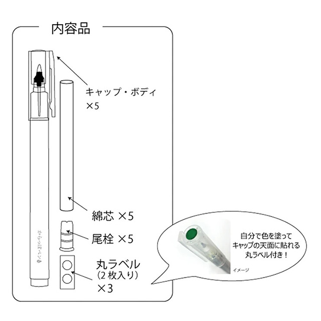 呉竹 ink-cafe（インクカフェ）からっぽペン ほそ芯５本セット ECF160-451