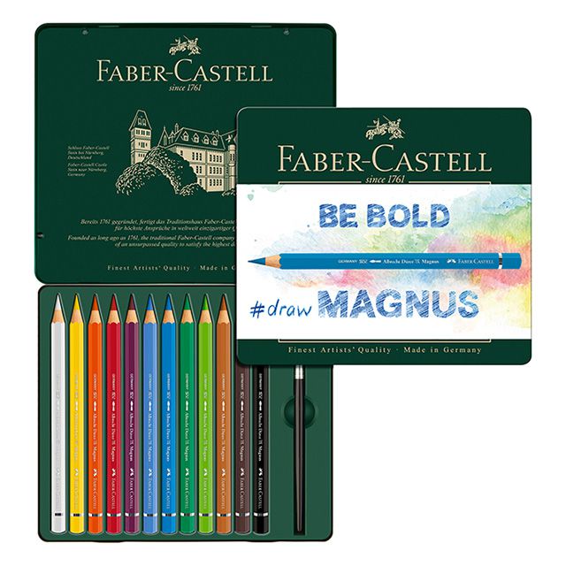 ファーバーカステル　水彩色鉛筆　 アルブレヒト デューラー　マグナス　水彩色鉛筆　116912　12色（缶入り・筆つき）