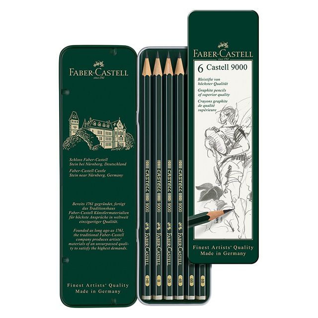 FABER-CASTELL（ファーバーカステル） 鉛筆 カステル9000番 鉛筆6硬度デザイン缶セット 119063