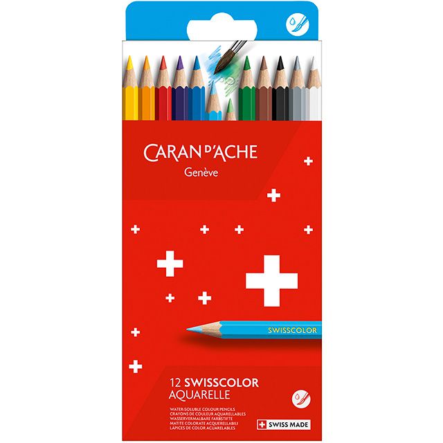CARAN D'ACHE（カランダッシュ） スイスカラー水溶性色鉛筆 紙箱12色セット 1285-812