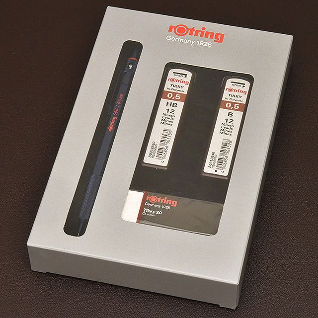 rOtring（ロットリング） 数量限定 メカニカルペンシル 0.5mm ロットリング600シリーズ 製図用シャープペンシル ギフトセット 【ペンシル替芯2種＋ティッキー20消ゴム付き】