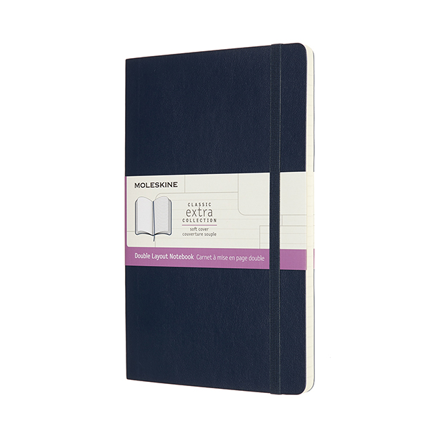 MOLESKINE（モレスキン） クラシックノートブック ダブルレイアウト サファイアブルー ラージサイズ ソフトカバー NB313SB20 5182585