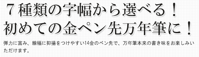 ７種類のペン先から選べるスタンダード万年筆！