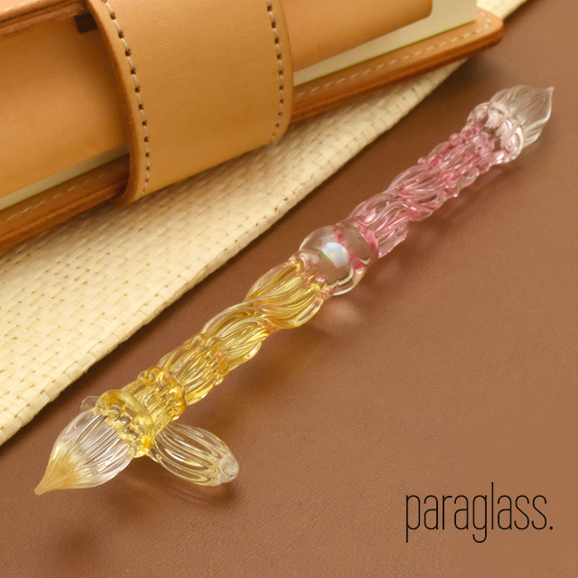 paraglass（パラグラス） ガラスペン 2way glass pen レモンイエロー×フェアリーピンク