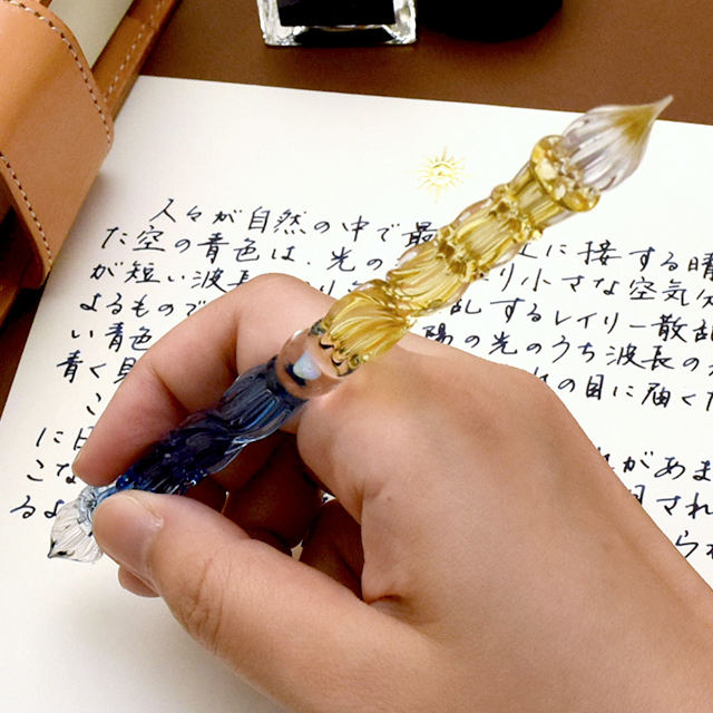 paraglass パラグラス ガラスペン 2way glass pen サファイアブルー×レモンイエロー | 世界の筆記具ペンハウス