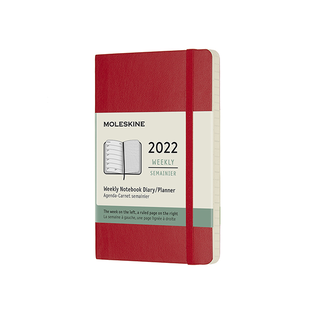 【ポイント15倍】モレスキン手帳 2022年版 ウィークリーダイアリー ソフトカバー スカーレットレッド ポケットサイズ  DSF212WN2Y22