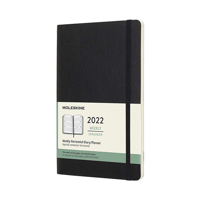 【ポイント15倍】モレスキン手帳 2022年版 ウィークリーホリゾンタルダイアリー ソフトカバー ブラック ラージサイズ  DSB12WH3Y22